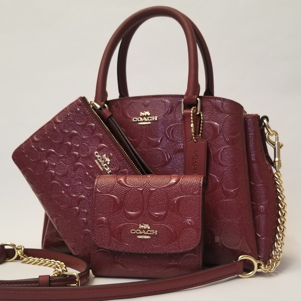3PCS COACH SIGNATURE SET BAG + WRISTLET + WALLET - Picture 10 of 14